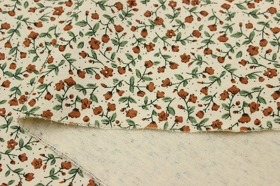 Теплый хлопок "Терракотовые лютики на телесно-желтом", ш.1.50м, хлопок-100%, 160гр/м.кв