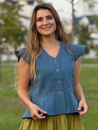 Блузка из крапивы в темно-синем цвете