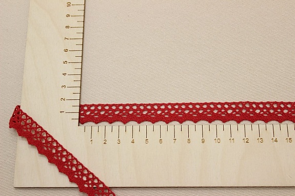 Кружево цв.красный, ш.16мм, хлопок-90%, п/э-10%, рис.078/16