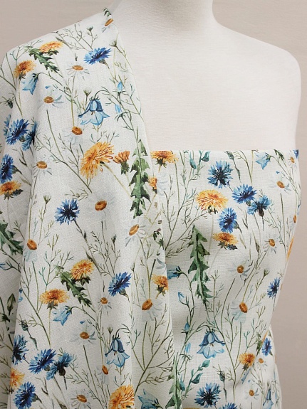 Лен костюмный "Луговые цветы", ш.1.5м, лен-100%, 190гр/м.кв