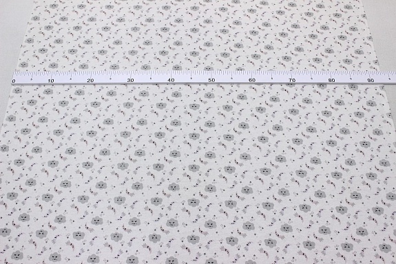 Фланель "Серые облачка на белом-2", ш.0,9м, хлопок-100%, 160гр/м.кв