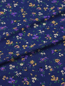 Штапель Премиум "Цветочная грация" цв.темно-синий, ш.1.45м, вискоза-100%, 120гр/м.кв