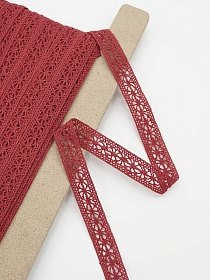 Кружево цв.красный с малиновым оттенком, ш.15мм, хлопок-90%, п/э-10%, рис.099/16