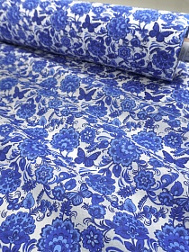 Бязь "Гжель на белом", ш.1.5м, хлопок-100%, 120гр/м.кв