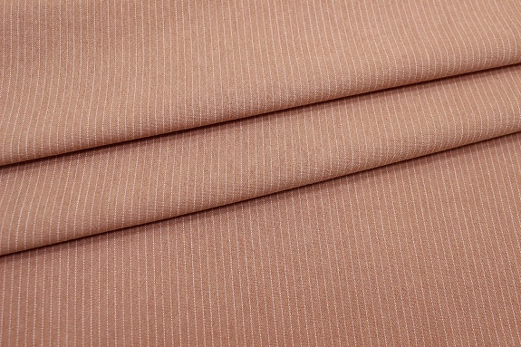 Пестрядь "Мелкая полоска на т.розово-персиковом", ш.1.4м, хл-95%, п/э-5%, 165гр/м.кв