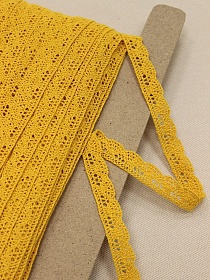 Кружево цв.золотистая охра, ш.13мм, хлопок-90%, п/э-10%