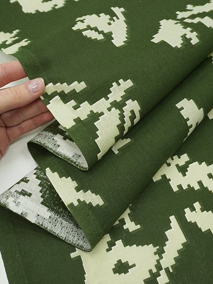 Бязь "Камуфляж - березка" цв.хаки/св.салатовый, ГОСТ,  ш.1.5м, хлопок-100 %, 125гр/м.кв