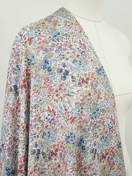 Штапель "Полевое изобилие" цв.синий, ш.1.45м, вискоза-100%, 110гр/м.кв