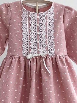Детское платье из теплого хлопка "Звездопад" цв.пыльный розово-сиреневый