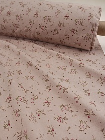 Теплый хлопок "Нежные бутончики" цв.бежево-кофейный, СОРТ2, ш.1.5м, хлопок-100%, 150гр/м.кв