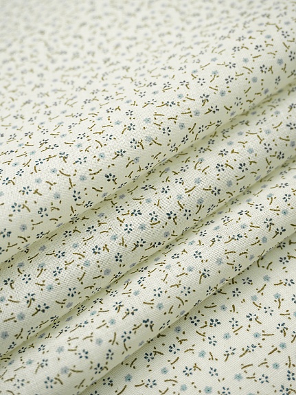 Импорт. хлопок (ситец) "Очень мелкие синие цветы на молочном", ш.1.56м, хлопок-100%, 80гр/м.кв