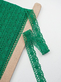 Кружево цв.изумрудно-зеленый, ш.25мм, хлопок-90%, п/э-10%, рис.107/31