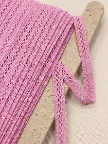 Кружево цв.розовый, ш.12мм, хлопок-90%, п/э-10%#026404