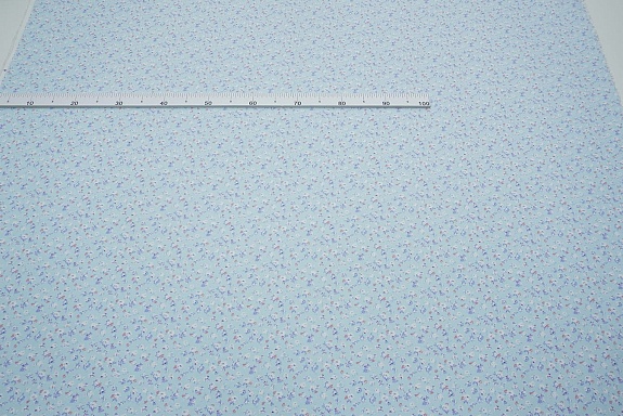 Штапель "Рослини" цв.голубой, ш.1.45м, вискоза-100%, 105гр/м.кв