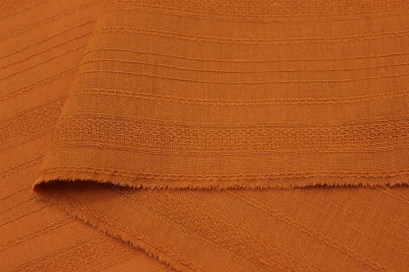 Фактурный хлопок "Рельефные полоски" цв.оранжево-коричневый, ш.1.47м, хл-100%, 110гр/м.кв