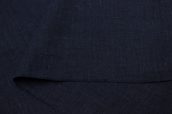 Лен костюмный с эффектом мятости цв.Темный чернильно-синий, ш.1.45м, лен-100%, 250гр/м.кв