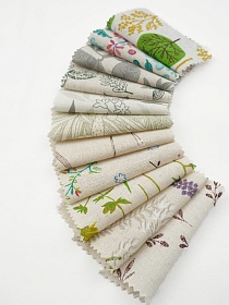 Комплект образцов "Полулён, ш.1.5м, лен-30%, хлопок-70%, тип рисунка "Флора"