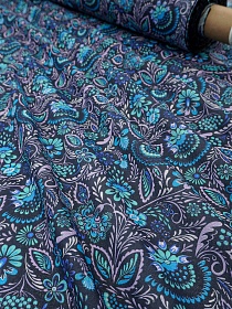 Ситец "Сказочное цветение" цв.синий, ш.0.8м, хлопок-100%, 85гр/м.кв