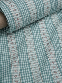 Вареный (стираный) хлопок "Вышивка-цветочки" цв.бирюзово-зеленая дымка, ш.2.5м, хл-100%, 150гр/м.кв