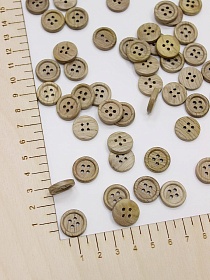 Пуговица дерево без покрытия,15мм, 4 отверстия