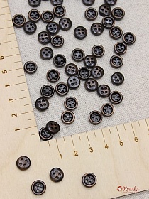 Пуговица дерево, цв.темное дерево, 9мм, 4 отверстия