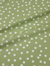 Штапель "Россыпь белого гороха (7мм)" цв.зеленый тростник-2, ш.1.42м, вискоза-100%, 90гр/м.кв