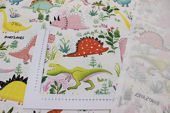 Рогожка "Милые динозаврики", ш.1.5м, хлопок-100%,160гр/м.кв