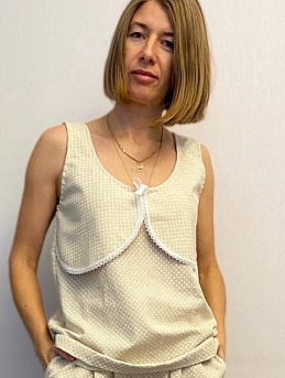 Пижама из полульна "Мелкий белый горох (3мм)"