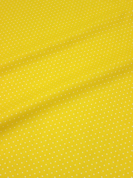 Сатин "Белое пшено на солнечно-желтом", ш.1.60м, хлопок-100%, 110гр/м.кв