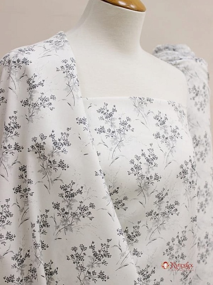 Плательный хлопок "Рута душистая" цв.серый, ш.1.5м, хлопок-100%, 115гр/м.кв