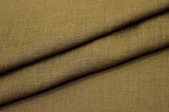 Лен костюмный с эффектом мятости цв.Коричневый песок с оливковым оттенком, ш.1.45м, лен-100%