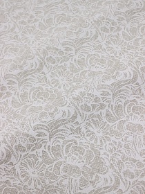 Мерный лоскут(ткань вотрезах) - Полулен "Цветочный сад" цв.белый (на суровом), ш.1.5м, лен-30%