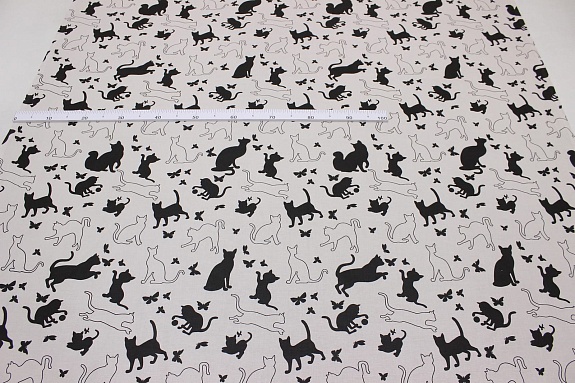 Полулен "Игривая кошечка" цв.топленое молоко, СОРТ2, ш.1.5м, лен-30%, хлопок-70%, 146гр/м.кв