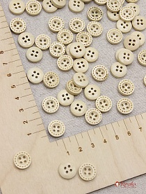 Пуговица с штрихами пр кругу светлое дерево,12мм, 4 отверстия