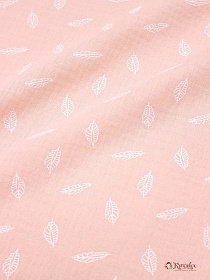 Муслин двухслойный с эф.жатости "Листочки" цв.светло-лососевый, ш.1.42м, хлопок-100%, 120гр/м.кв