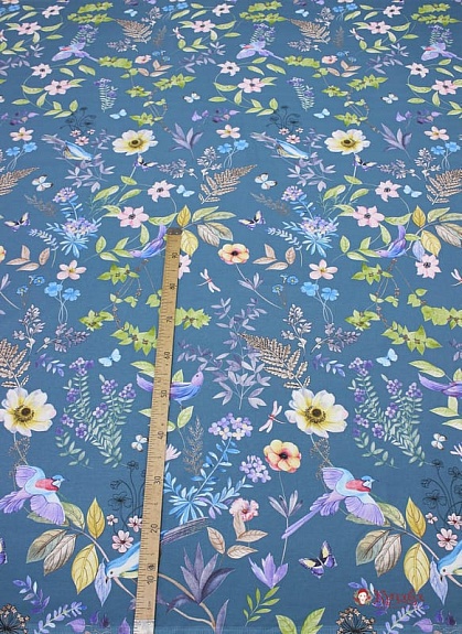 Перкаль "Каролина" цв.морская волна, ш.2.2м, хлопок-100%, 110гр/м.кв