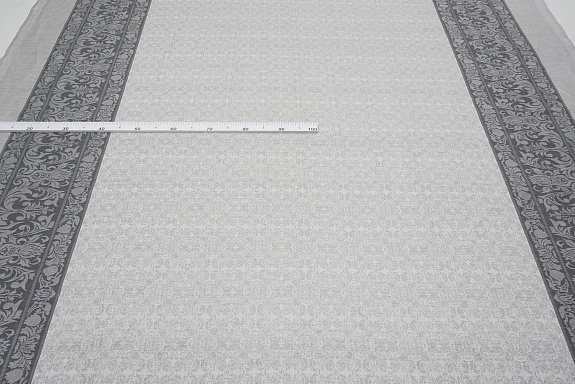 Крой скатерти жаккард "Цветочная арабеска" цв.серый, 1.90м*2.55м, лен-51%, хлопок-49%