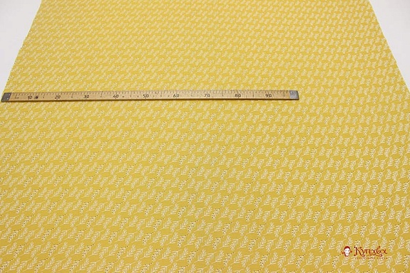 Мерный лоскут(ткань в отрезах) - Муслин двухслойный с эф.жатости "Веточки" цв.винтажно-горчичный