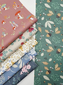 Набор тканей для рукоделия "Сатин: Дары леса", 45*30 см, 6 шт