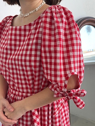 Платье из вареного хлопка в красно-бордовом цвете