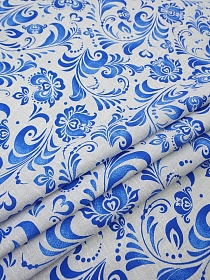 Рогожка "Гжельский узор" цв.серый меланж, ш.1.5м, хлопок-100%, 170гр/м.кв