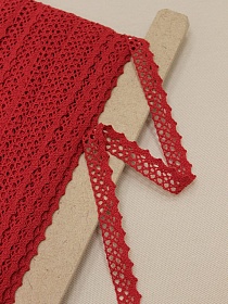 Кружево цв.красный, ш.16мм, хлопок-90%, п/э-10%, рис.078/16