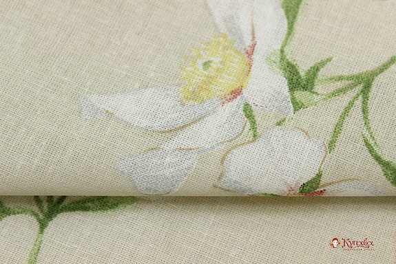 Перкаль "Гортензия - белые цветы", (комп), ш.2.2м, хлопок-100%, 115гр/м.кв