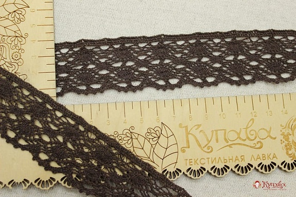 Кружево цв.шоколад, ш.38мм, хлопок-90%, п/э-10%