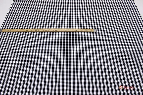 Перкаль пестроткан. блузочно-сорочеч."Средняя черно-белая клетка(1.4*1.4см)", ш.1.5м, хлопок-100%