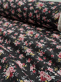 Импорт. хлопок "Букеты роз на черном", СОРТ2, ш.1.45м , хлопок-100%, 100гр/м.кв
