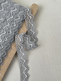 Кружево цв.серый/молочный, ш.32мм, хлопок-90%, п/э-10%, рис.031