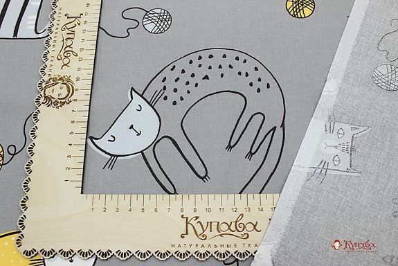 Поплин "Сонные котики", ш.2.2м, хлопок-100%, 115гр/м.кв