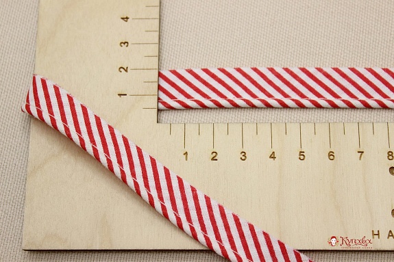 Кант отделочный (узкая полоска) цв.красный, ш.15мм/3мм, хлопок-100%