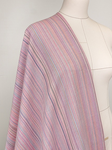 Полулен пестротканый "Лилово-розовый меланж - полоска", ш.2,2м, лен-50%, хлопок-50%, 130гр/м.кв